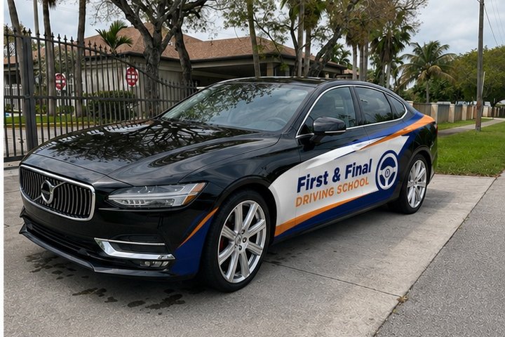 Volvo S90 driving school car at First and Final Driving School